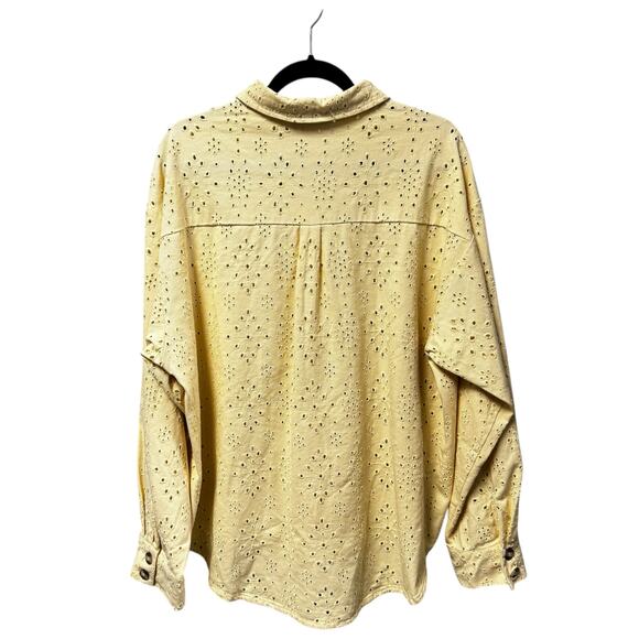 NWT By Together Yellow Long Sleeve Button Up Donny Eyelet Shacket Womens Large - Picture 5 of 11